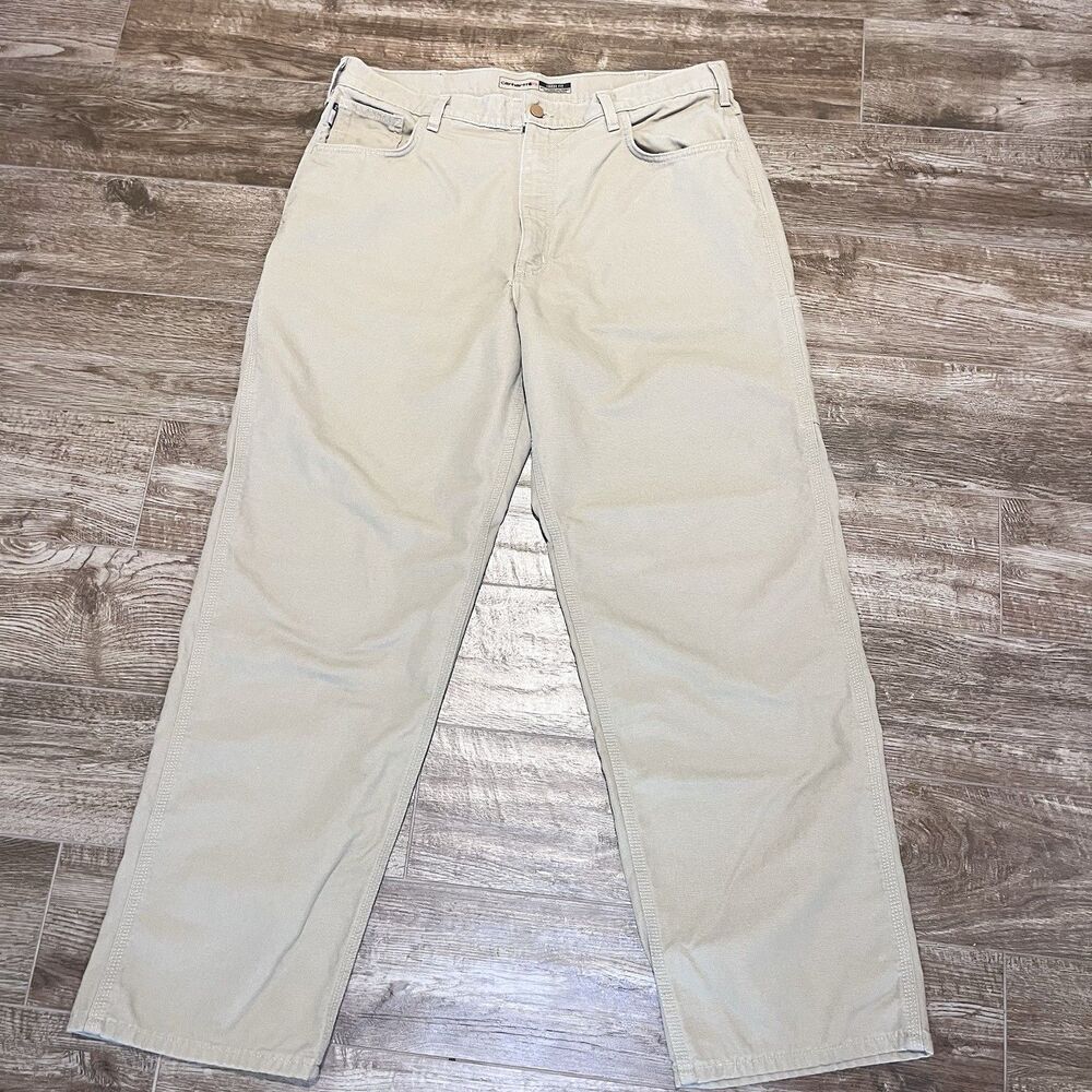 Carhartt Flame Resistant Pants 38x32 Brown Loose Fit Canvas Workwear FRB159 FR